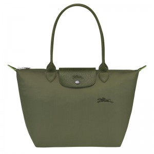 Longchamp Le Pliage Green M Tote Tassen Dames Groen | 576209-UIG