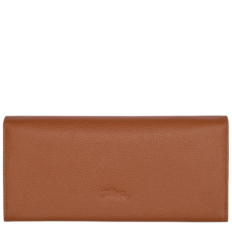 Longchamp Le Foulonné Continental Portefeuille Dames Bruin | 594806-DNW