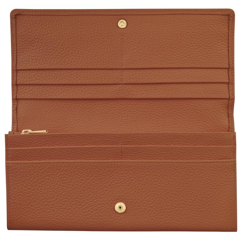 Longchamp Le Foulonné Continental Portefeuille Dames Bruin | 594806-DNW