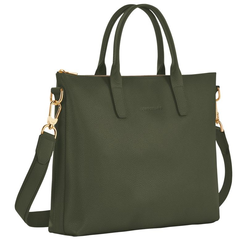 Longchamp Le Foulonné S Aktentas Dames Khaki | 076395-OHY