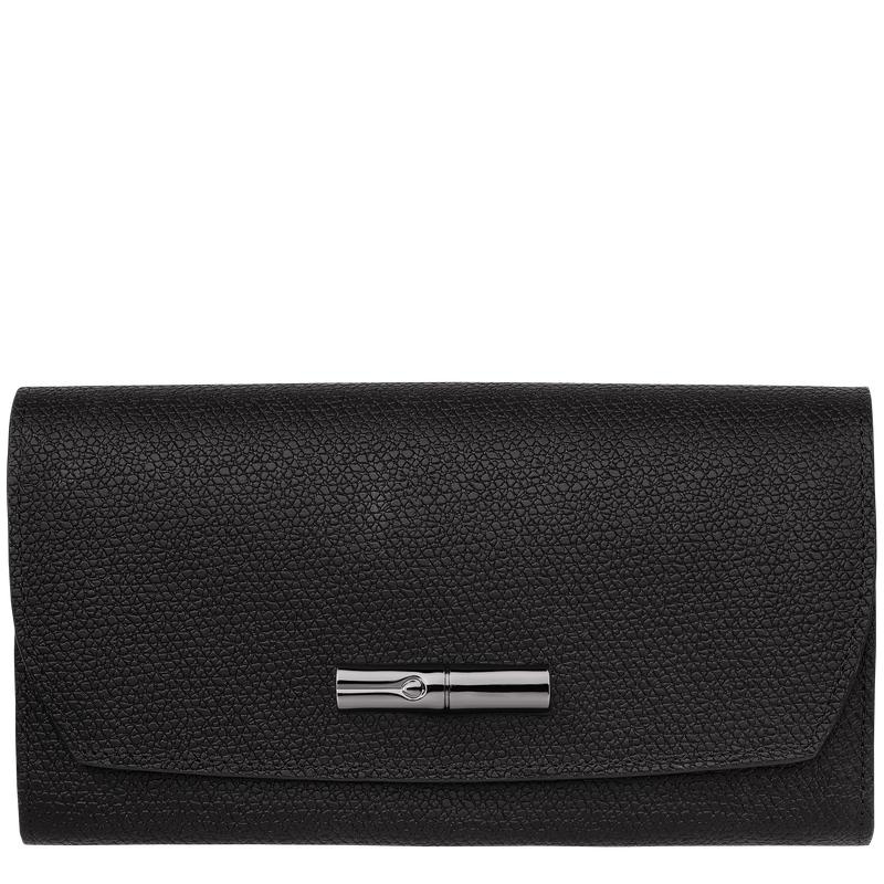 Longchamp Roseau Continental Portefeuille Dames Zwart | 937104-TQH