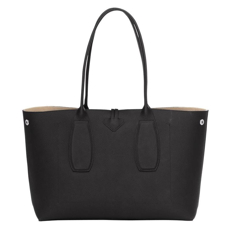 Longchamp Roseau L Tote Tassen Dames Zwart | 071894-QOE