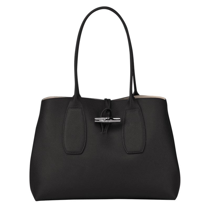 Longchamp Roseau L Tote Tassen Dames Zwart | 071894-QOE